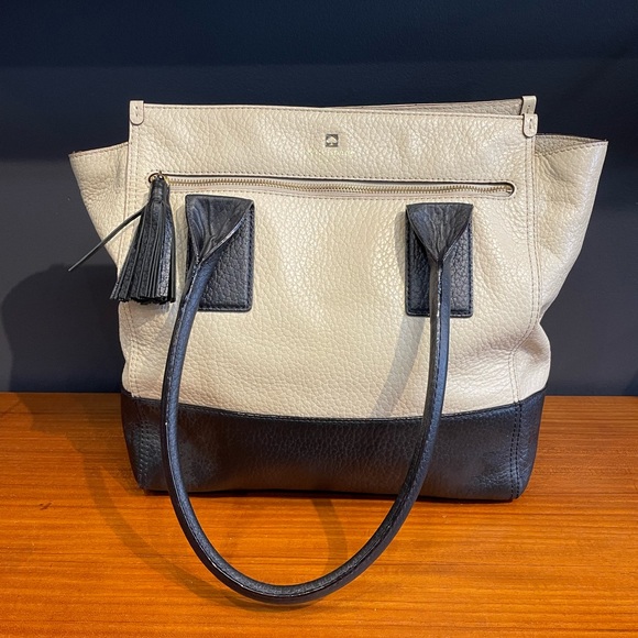 Kate Spade~Southport Avenue Alessa Satchel Leather
Handbag Dune/Black - Picture 4 of 10